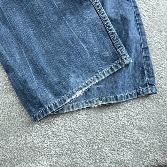 Levis 527 Low Boot Cut Denim Jeans L36 X W32 Blue Distressed Style 0609 - Picture 7 of 11